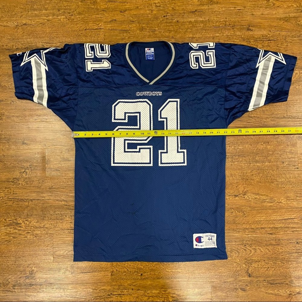 Vintage Champion Dallas Cowboys NFL Deion Sanders 21 Blue Football Jersey Men 44 - Picture 11 of 11